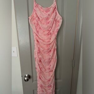 Pink bodycon mesh dress